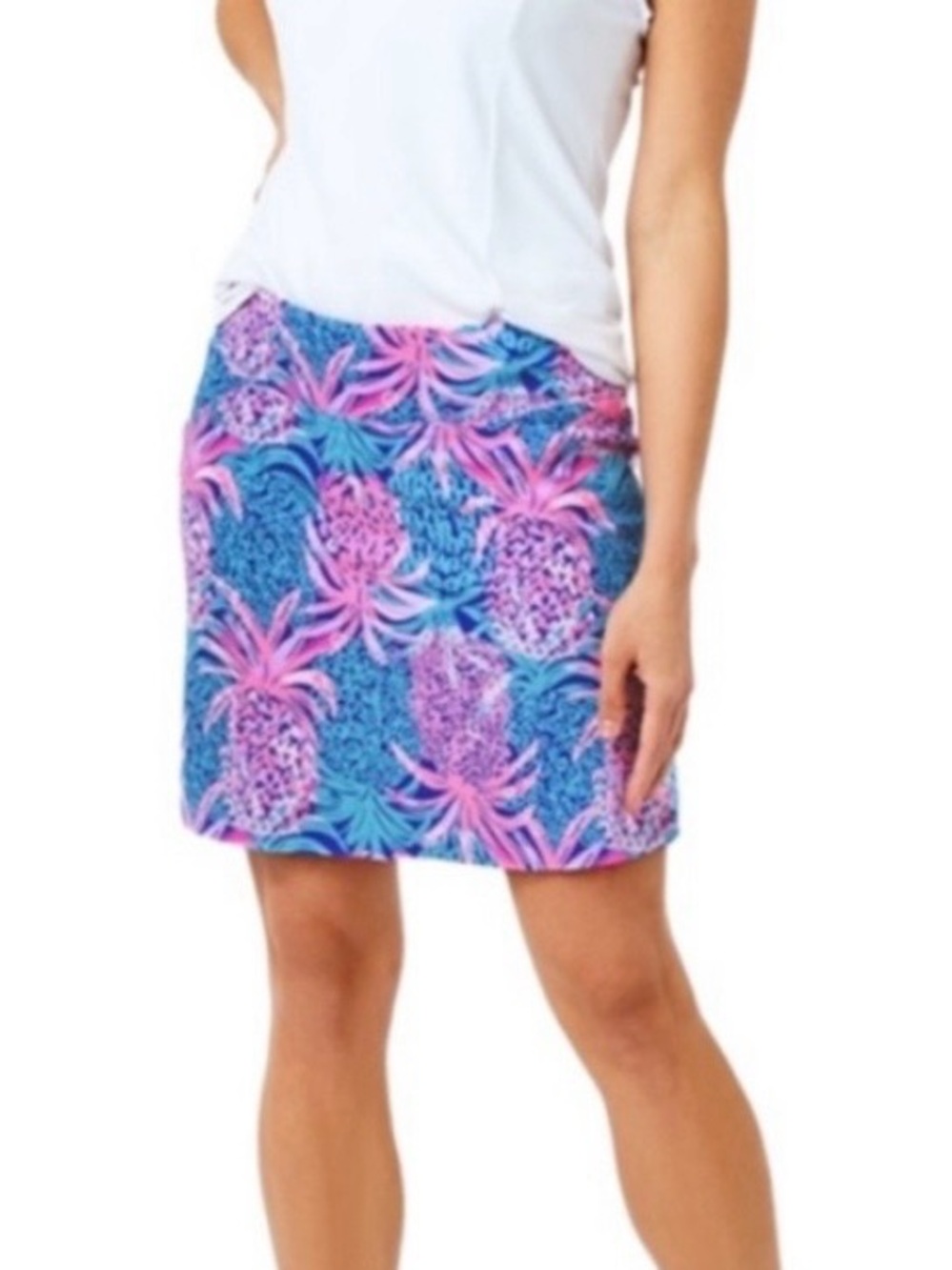 EUC LILLY PULITZER Monica Skort BOREALIS BLUE TROPIC DOWN LOW, LUXLETIC, Size 16